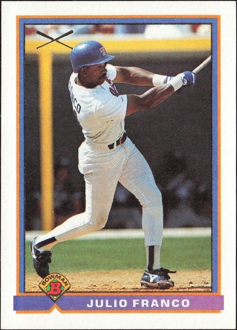 Julio Franco 1991 Bowman #368 Baseball Trading Card - Front 1991 Bowman Julio Franco #368 baseball trading card front