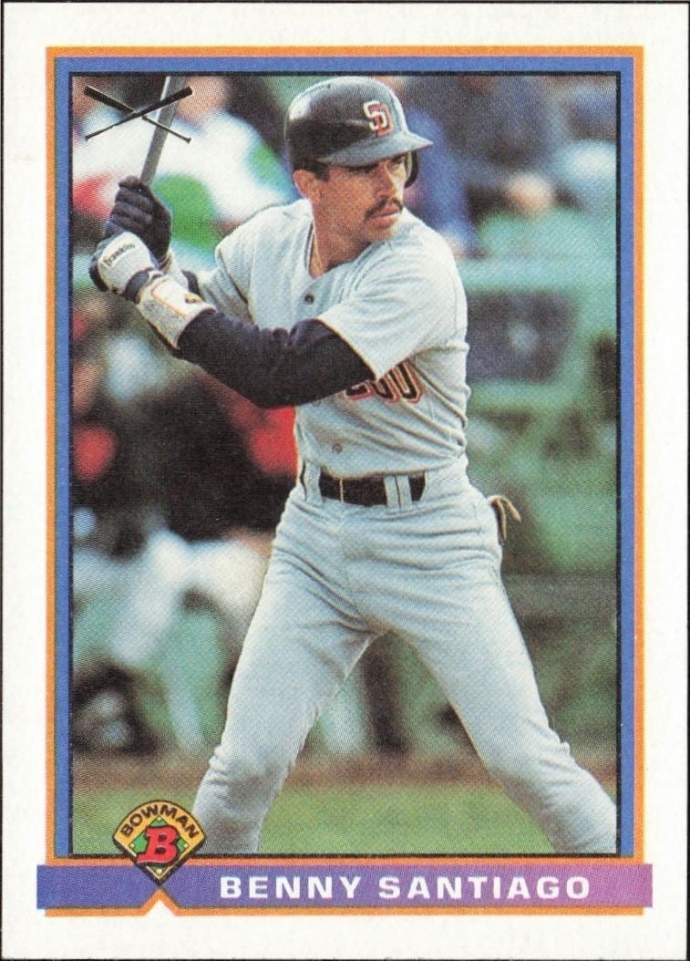 Benny Santiago 1991 Bowman #383 Baseball Trading Card - Front 1991 Bowman Benny Santiago #383 baseball trading card front