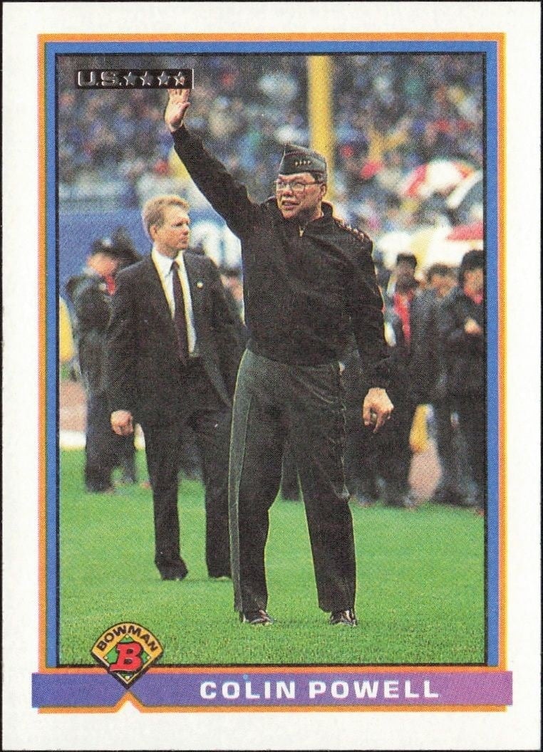 General Colin L. Powell 1991 Bowman #533 Baseball Trading Card - Front 1991 Bowman General Colin L. Powell #533 baseball trading card front
