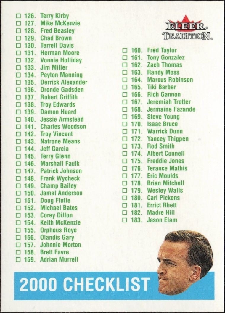 2002 Fleer Tradition Glossy Checklist #NNO trading card