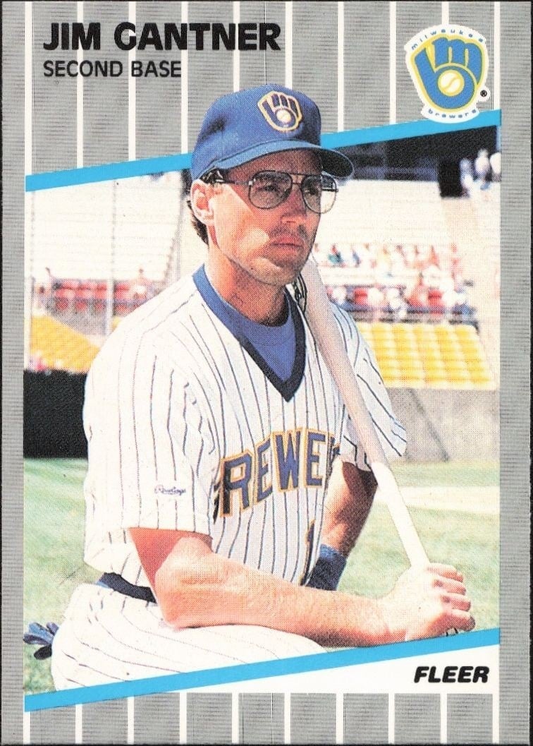Jim Gantner 1989 Fleer #186 Baseball Trading Card - Front 1989 Fleer Jim Gantner #186 baseball trading card front