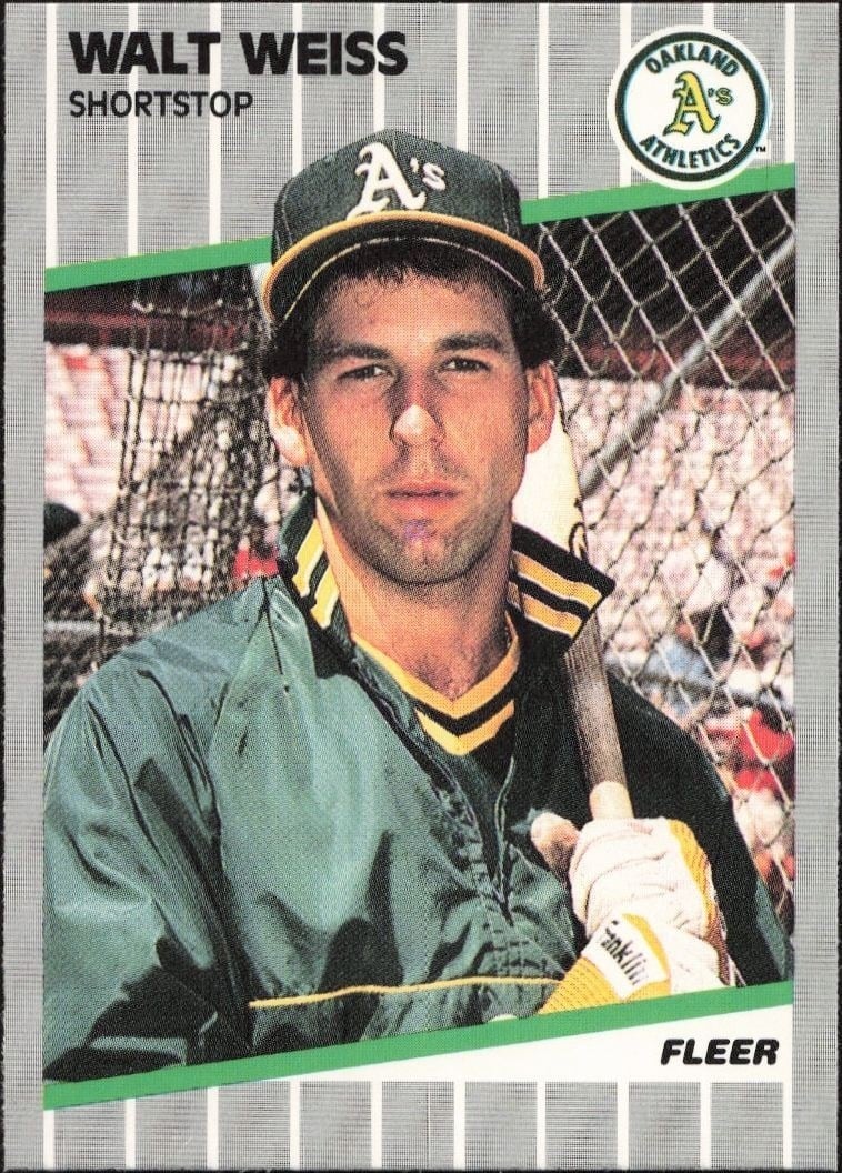 Walt Weiss 1989 Fleer #24 Baseball Trading Card - Front 1989 Fleer Walt Weiss #24 baseball trading card front