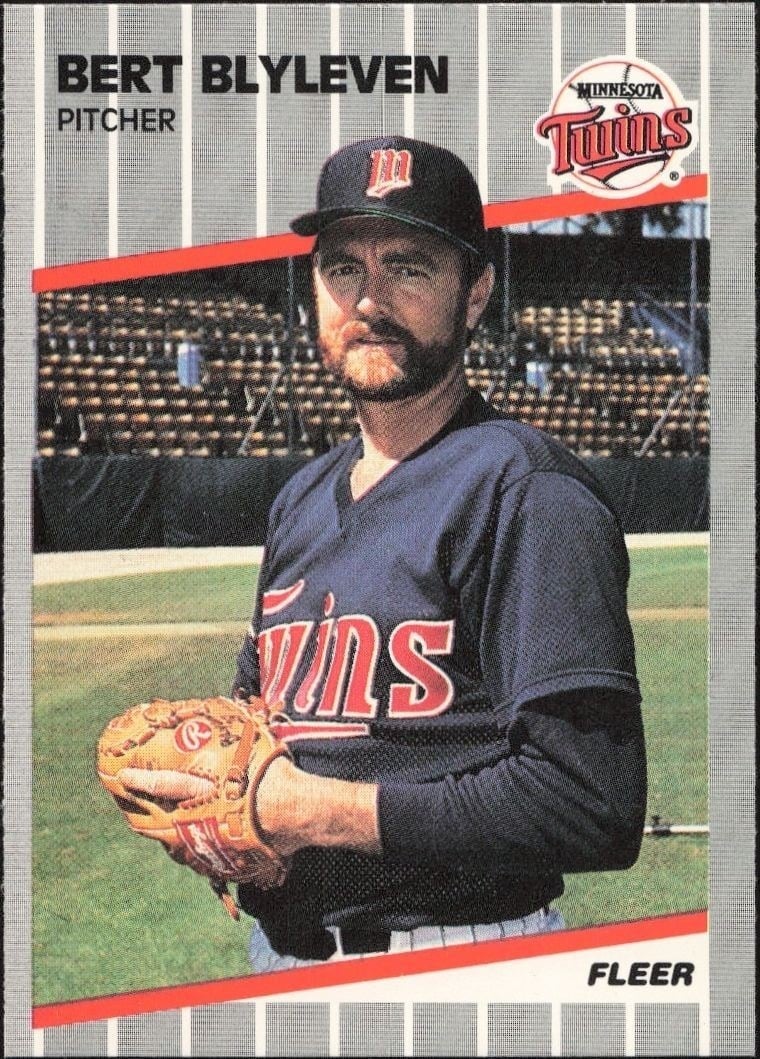 Bert Blyleven 1989 Fleer #105 Baseball Trading Card - Front 1989 Fleer Bert Blyleven #105 baseball trading card front
