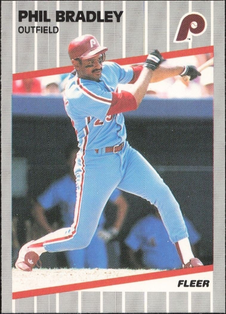 Phil Bradley 1989 Fleer #563 Baseball Trading Card - Front 1989 Fleer Phil Bradley #563 baseball trading card front