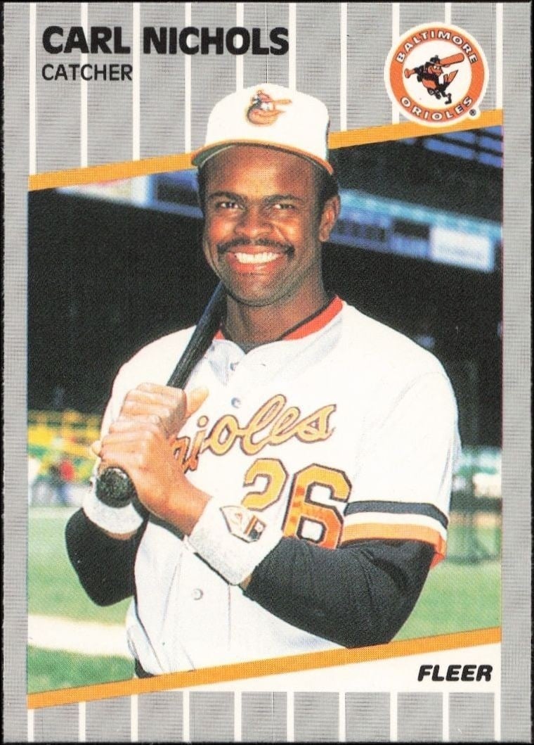 Carl Nichols 1989 Fleer #612 Baseball Trading Card - Front 1989 Fleer Carl Nichols #612 baseball trading card front