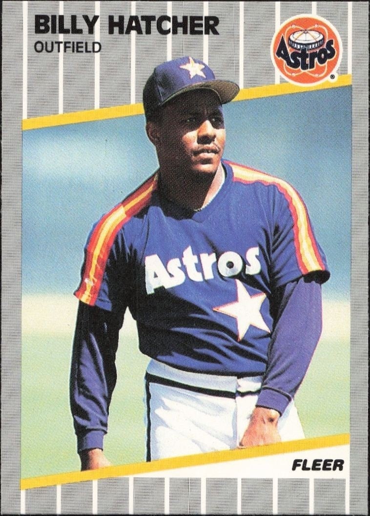 Billy Hatcher 1989 Fleer #359 Baseball Trading Card - Front 1989 Fleer Billy Hatcher #359 baseball trading card front