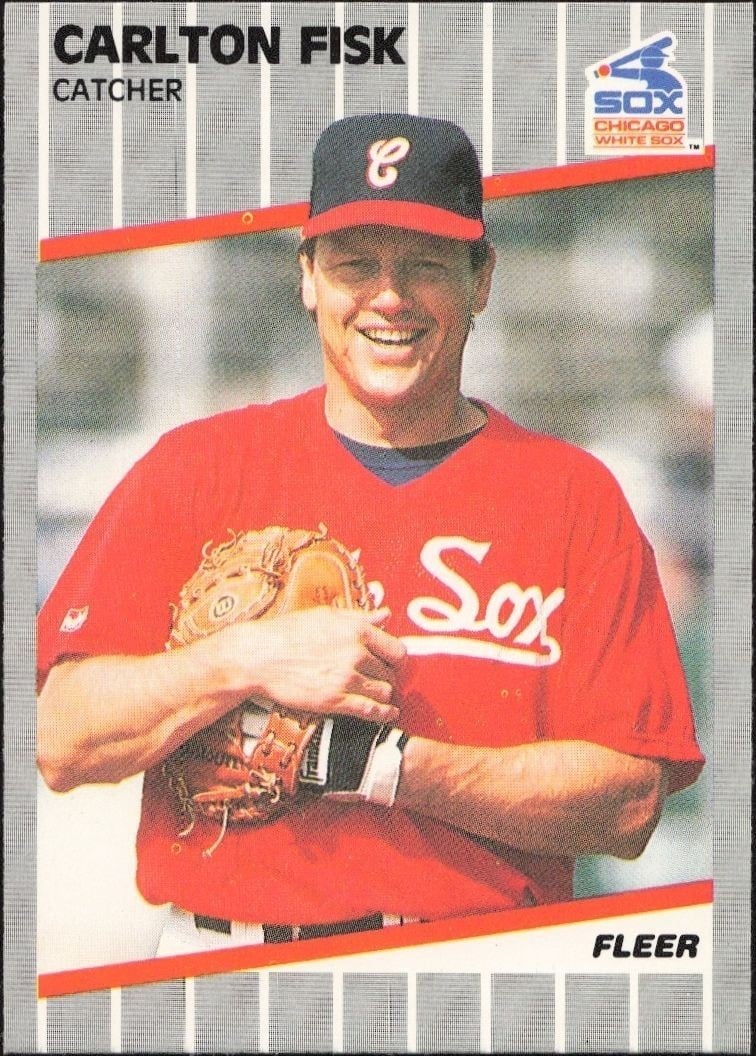 Carlton Fisk 1989 Fleer #495 Baseball Trading Card - Front 1989 Fleer Carlton Fisk #495 baseball trading card front