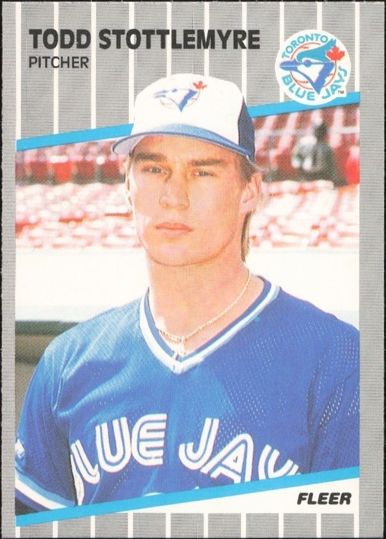 Todd Stottlemyre 1989 Fleer #245 Baseball Trading Card - Front 1989 Fleer Todd Stottlemyre #245 baseball trading card front