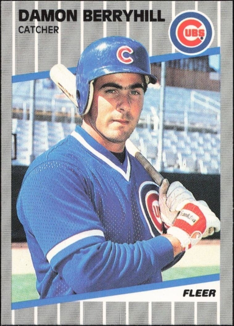 Damon Berryhill 1989 Fleer #418 Baseball Trading Card - Front 1989 Fleer Damon Berryhill #418 baseball trading card front