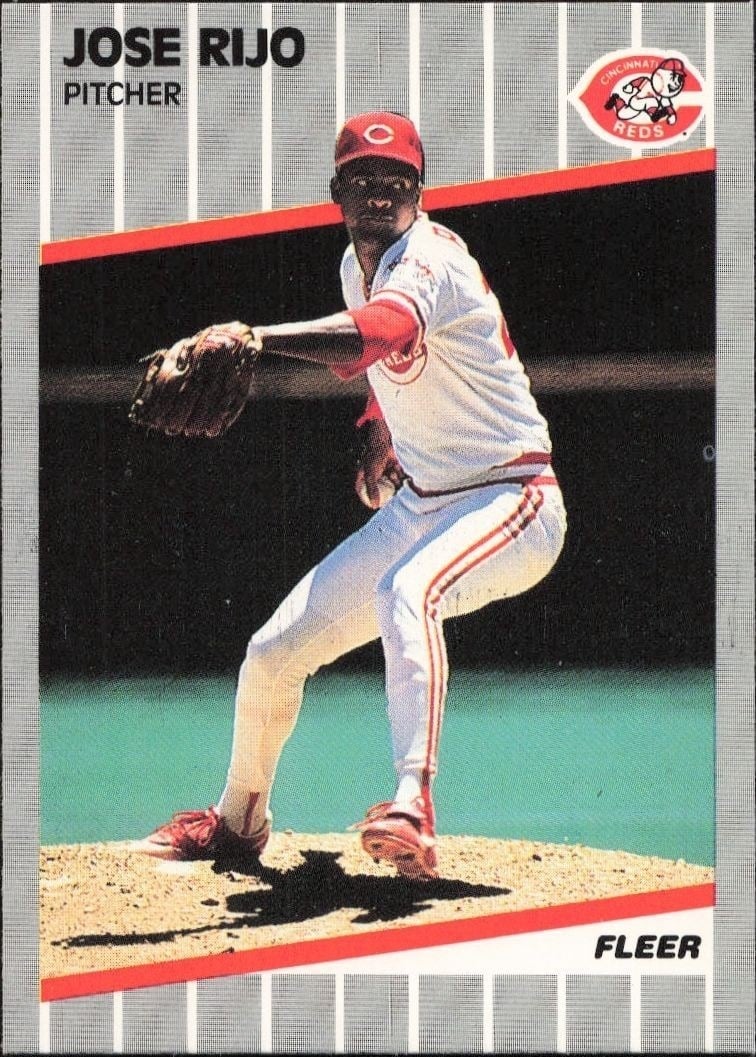 Jose Rijo 1989 Fleer #168 Baseball Trading Card - Front 1989 Fleer Jose Rijo #168 baseball trading card front