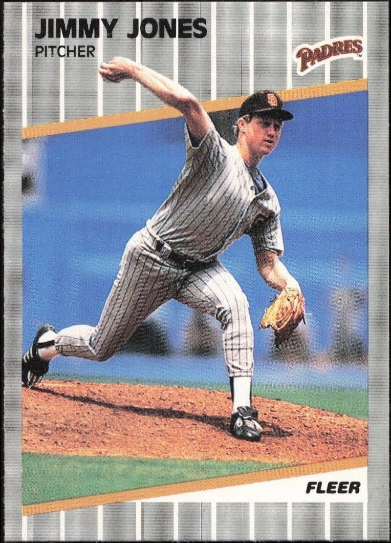 Jimmy Jones 1989 Fleer #308 Baseball Trading Card - Front 1989 Fleer Jimmy Jones #308 baseball trading card front