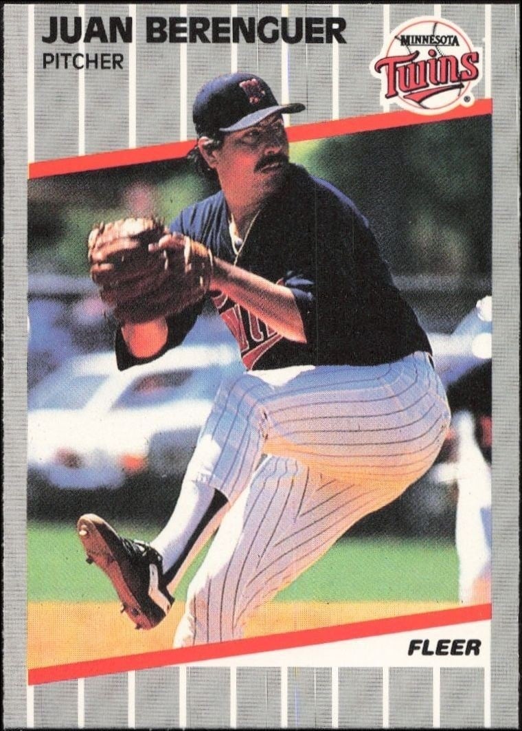 Juan Berenguer 1989 Fleer #104 Baseball Trading Card - Front 1989 Fleer Juan Berenguer #104 baseball trading card front