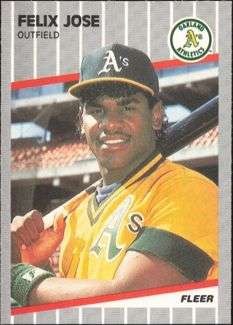 Felix Jose 1989 Fleer #15 Baseball Trading Card - Front 1989 Fleer Felix Jose #15 baseball trading card front