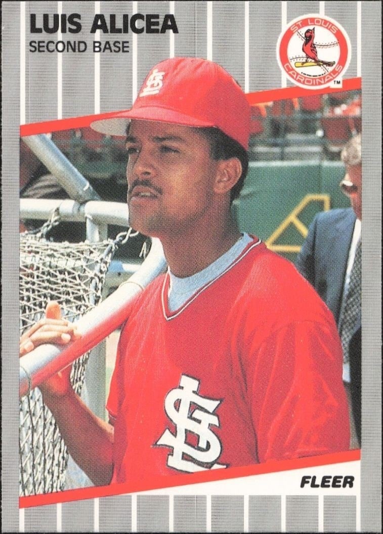 Luis Alicea 1989 Fleer #443 Baseball Trading Card - Front 1989 Fleer Luis Alicea #443 baseball trading card front