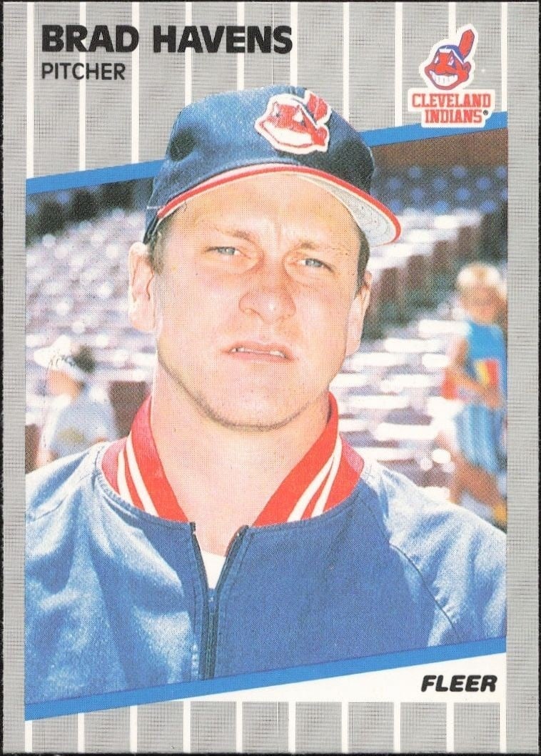 Brad Havens 1989 Fleer #407 Baseball Trading Card - Front 1989 Fleer Brad Havens #407 baseball trading card front