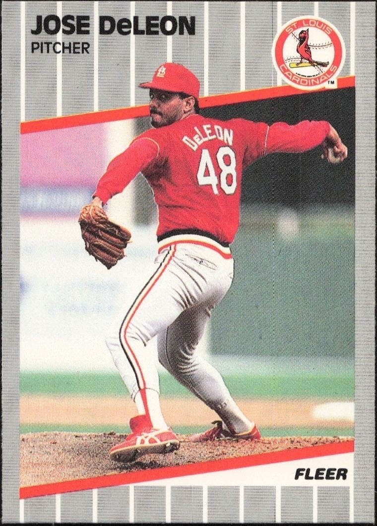 Jose DeLeon 1989 Fleer #449 Baseball Trading Card - Front 1989 Fleer Jose DeLeon #449 baseball trading card front