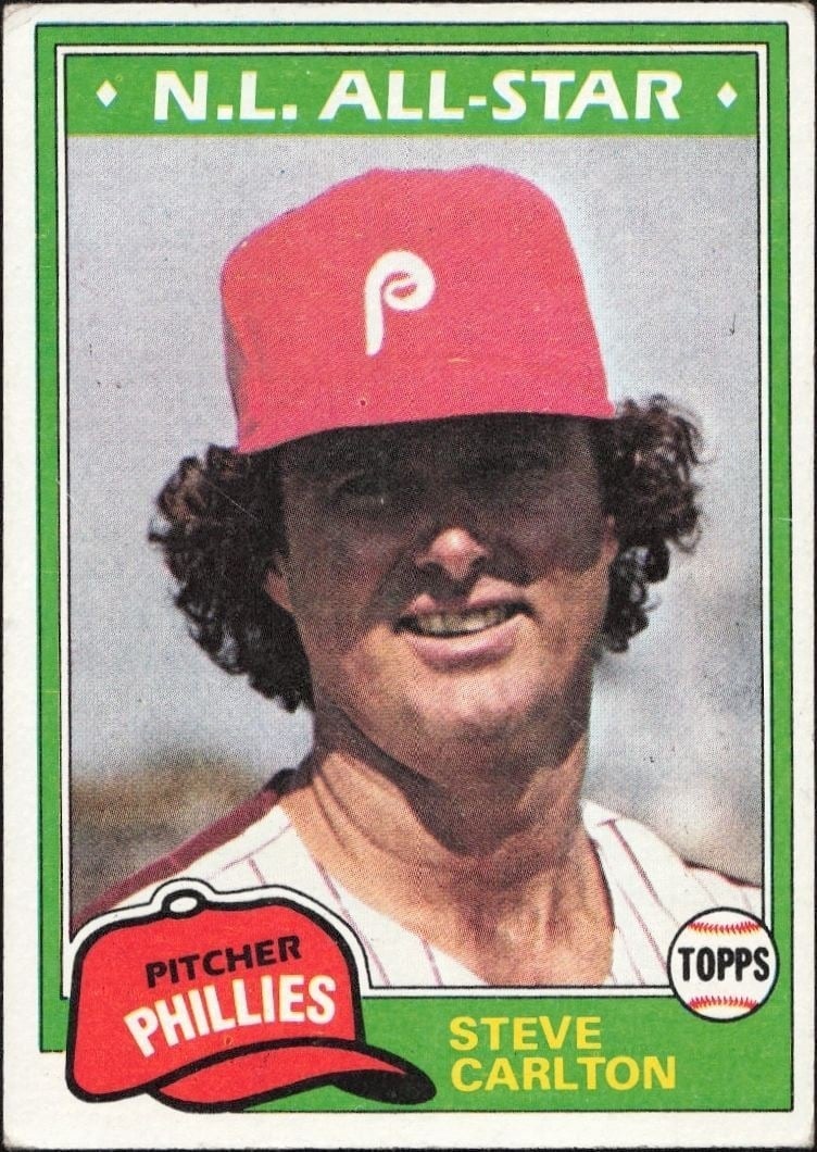Steve Carlton 1981 Topps #630 Baseball Trading Card - Front 1981 Topps Steve Carlton #630 baseball trading card front