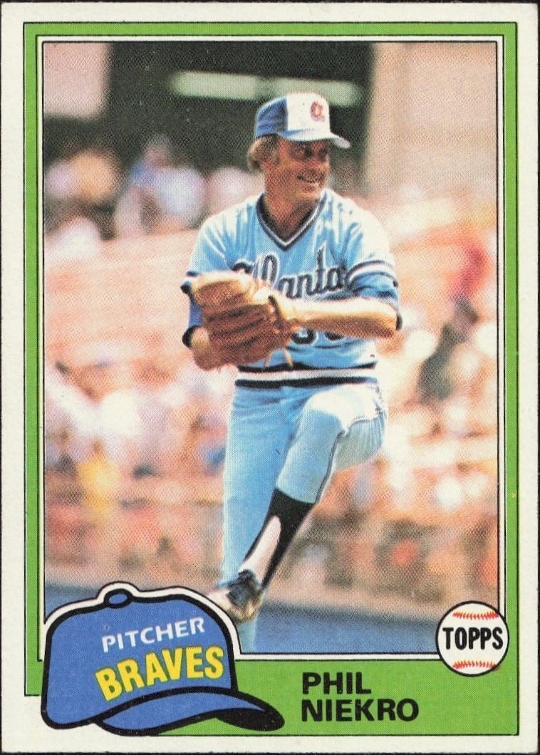 Phil Niekro 1981 Topps #387 Baseball Trading Card - Front 1981 Topps Phil Niekro #387 baseball trading card front