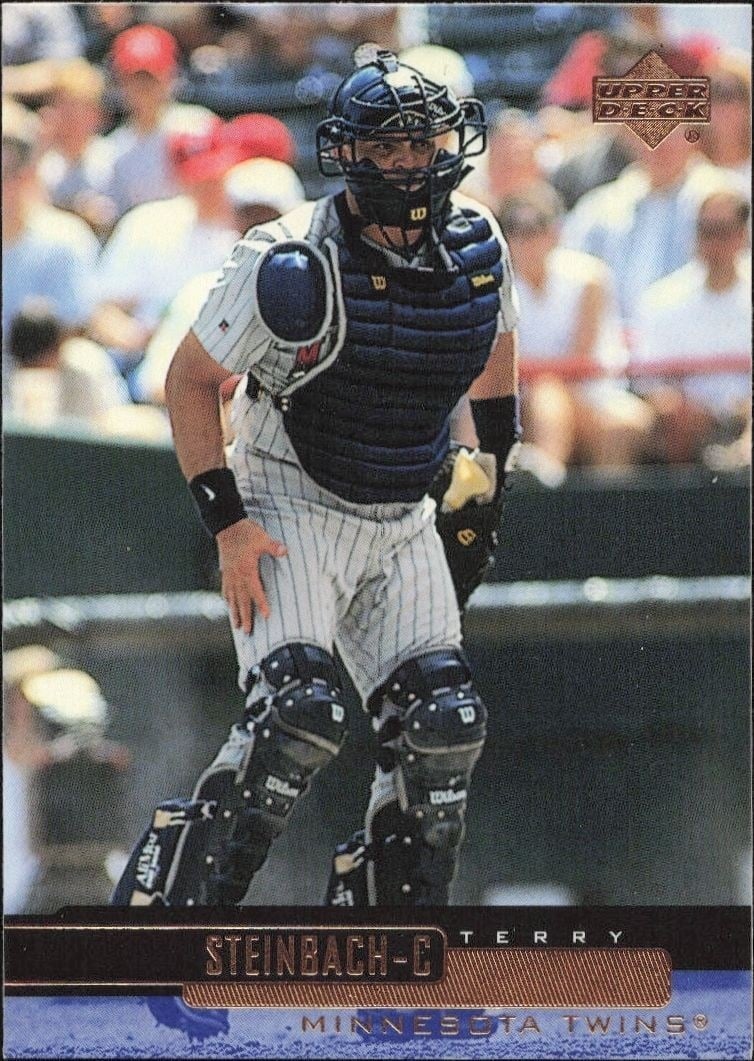 Terry Steinbach 2000 Upper Deck #159 Baseball Trading Card - Front 2000 Upper Deck Terry Steinbach #159 baseball trading card front