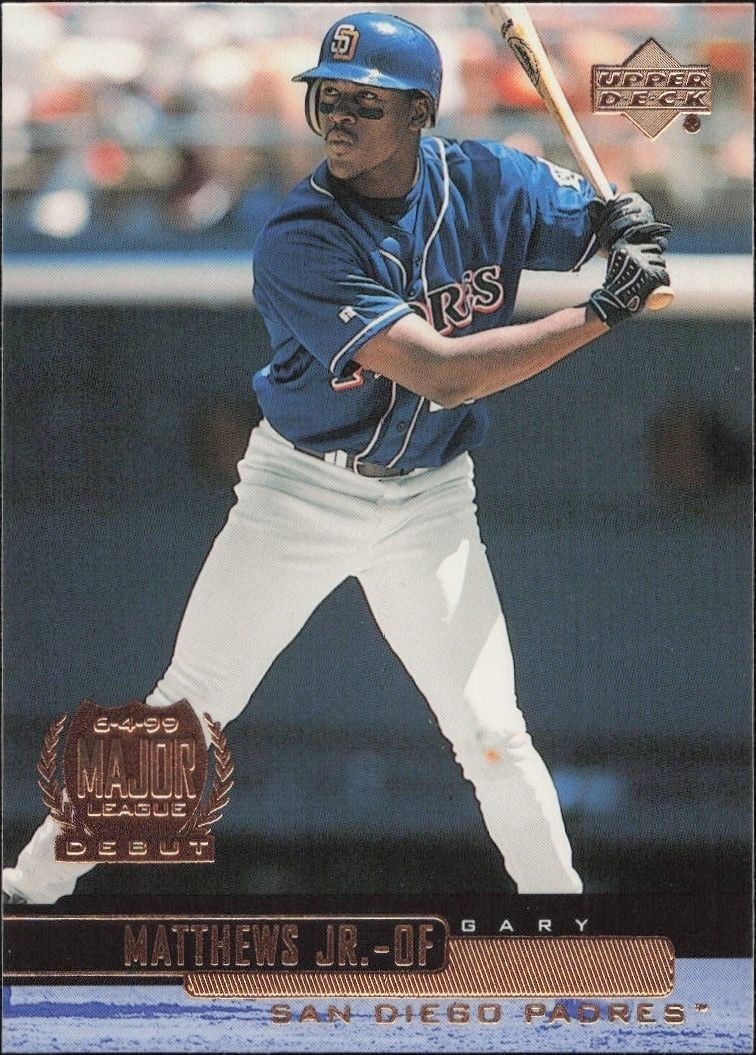 Gary Matthews Jr. 2000 Upper Deck #217 Baseball Trading Card - Front 2000 Upper Deck Gary Matthews Jr. #217 baseball trading card front