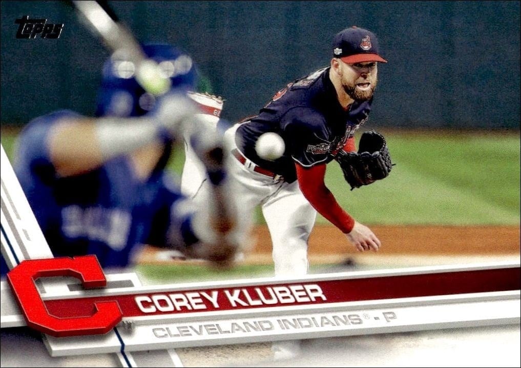Corey Kluber 2017 Topps Series 2 #669 Baseball Trading Card - Front 2017 Topps Series 2 Corey Kluber #669 baseball trading card front