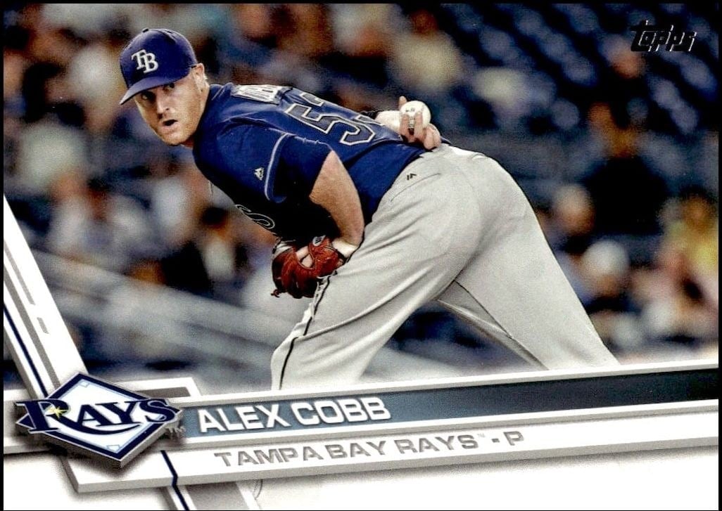 Alex Cobb 2017 Topps Series 2 #667 Baseball Trading Card - Front 2017 Topps Series 2 Alex Cobb #667 baseball trading card front