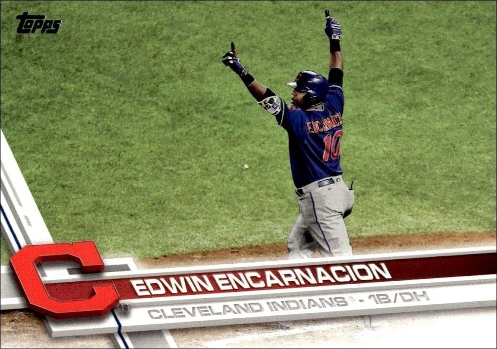 Edwin Encarnacion 2017 Topps Series 2 #630 Baseball Trading Card - Front 2017 Topps Series 2 Edwin Encarnacion #630 baseball trading card front