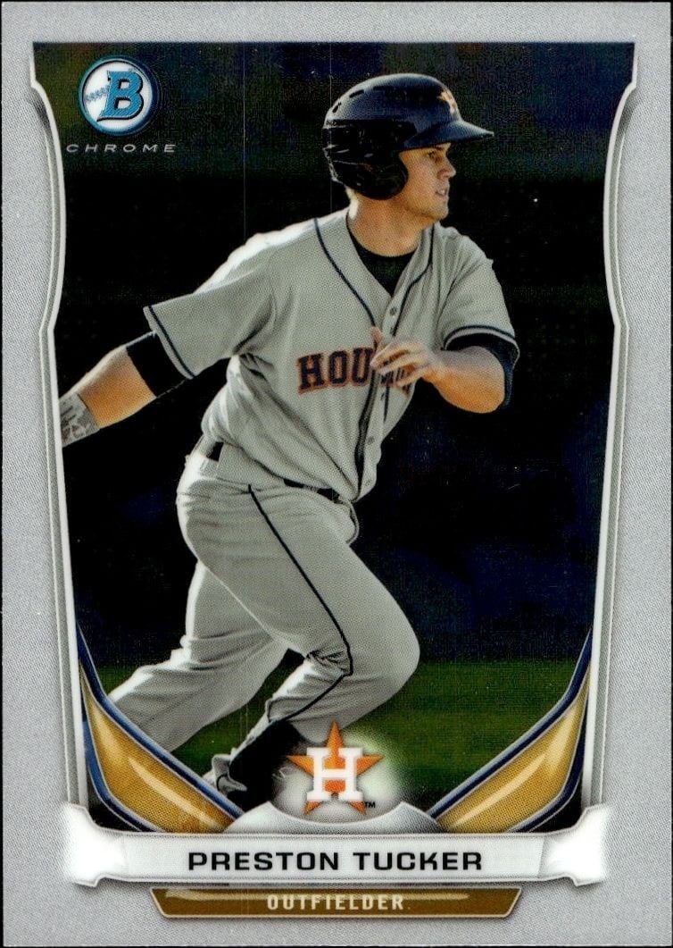 Preston Tucker 2014 Bowman Chrome #BCP28 Baseball Trading Card - Front 2014 Bowman Chrome Preston Tucker #BCP28 baseball trading card front