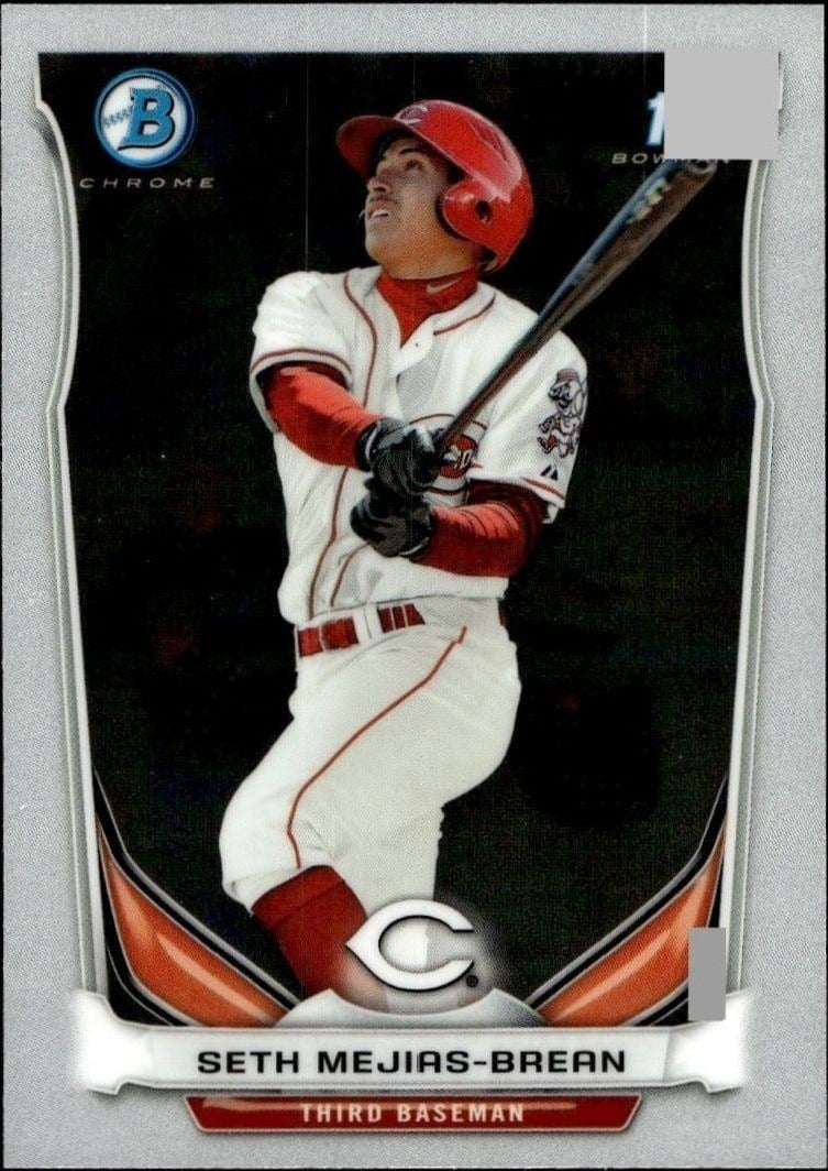 Seth Mejias-Brean 2014 Bowman Chrome #BCP104 Baseball Trading Card - Front 2014 Bowman Chrome Seth Mejias-Brean #BCP104 baseball trading card front