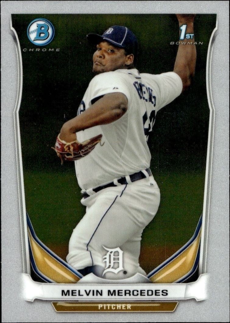 Melvin Mercedes 2014 Bowman Chrome #BCP68 Baseball Trading Card - Front 2014 Bowman Chrome Melvin Mercedes #BCP68 baseball trading card front
