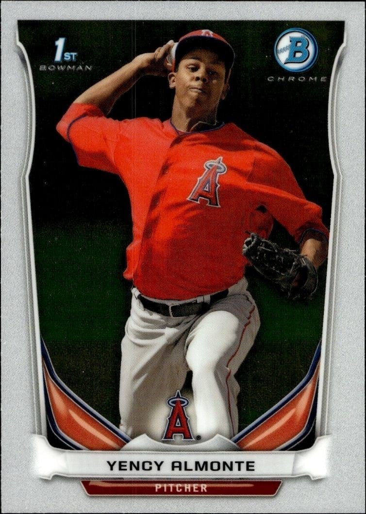 Yency Almonte 2014 Bowman Chrome #BCP93 Baseball Trading Card - Front 2014 Bowman Chrome Yency Almonte #BCP93 baseball trading card front