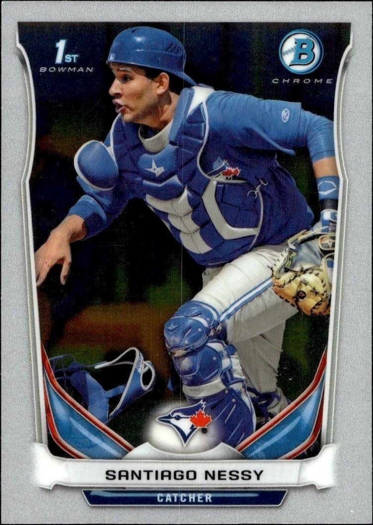Santiago Nessy 2014 Bowman Chrome #BCP88 Baseball Trading Card - Front 2014 Bowman Chrome Santiago Nessy #BCP88 baseball trading card front