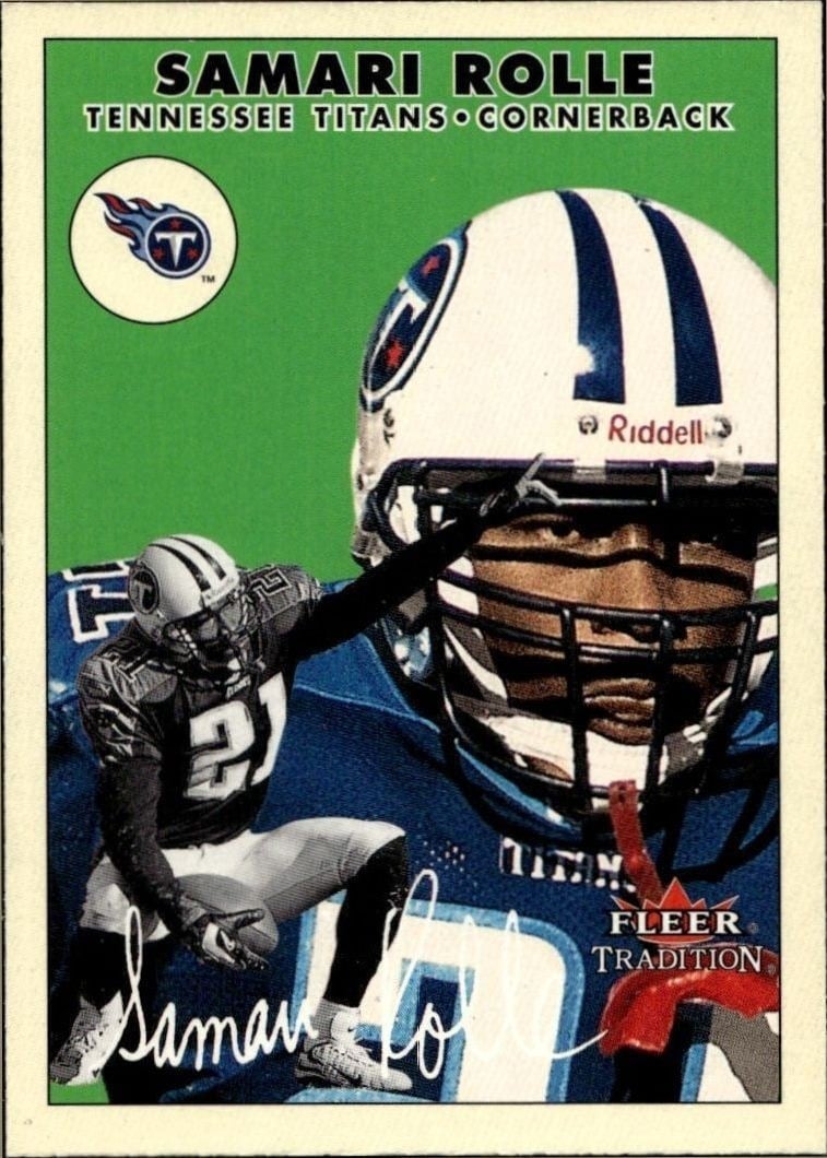 Samari Rolle 2000 Fleer Tradition Glossy #70 Football Trading Card - Front 2000 Fleer Tradition Glossy Samari Rolle #70 football trading card front
