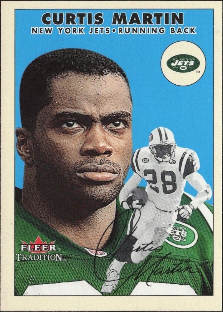 Curtis Martin 2000 Fleer Tradition Glossy #67 Football Trading Card - Front 2000 Fleer Tradition Glossy Curtis Martin #67 football trading card front