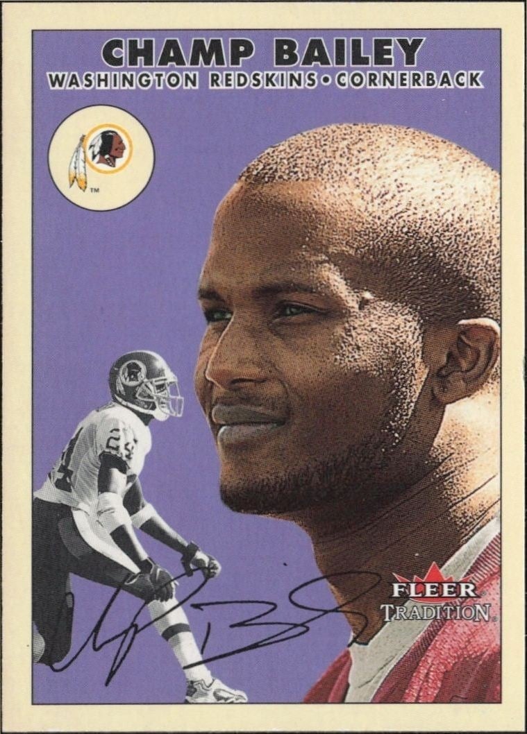 Champ Bailey 2000 Fleer Tradition Glossy #149 Football Trading Card - Front 2000 Fleer Tradition Glossy Champ Bailey #149 football trading card front