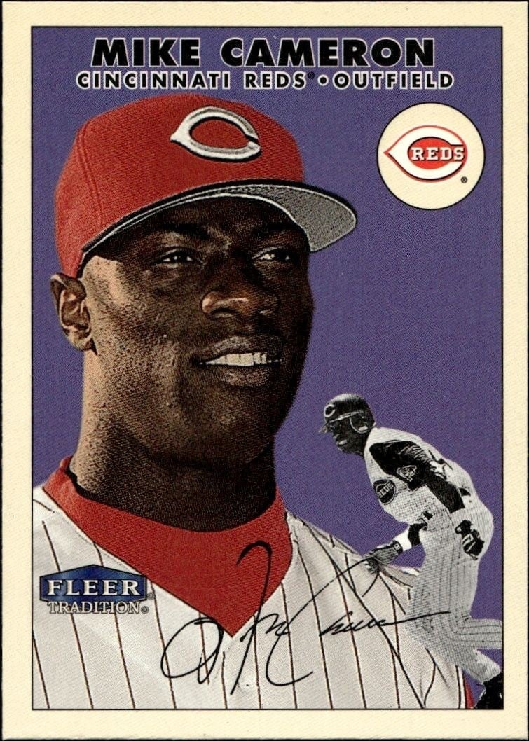 Mike Cameron 2000 Fleer Tradition Glossy #58 Baseball Trading Card - Front 2000 Fleer Tradition Glossy Mike Cameron #58 baseball trading card front