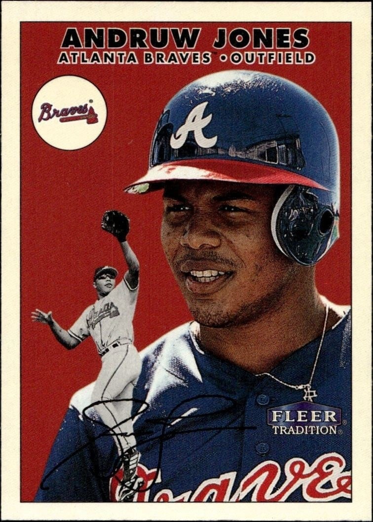 Andruw Jones 2000 Fleer Tradition Glossy #172 Baseball Trading Card - Front 2000 Fleer Tradition Glossy Andruw Jones #172 baseball trading card front