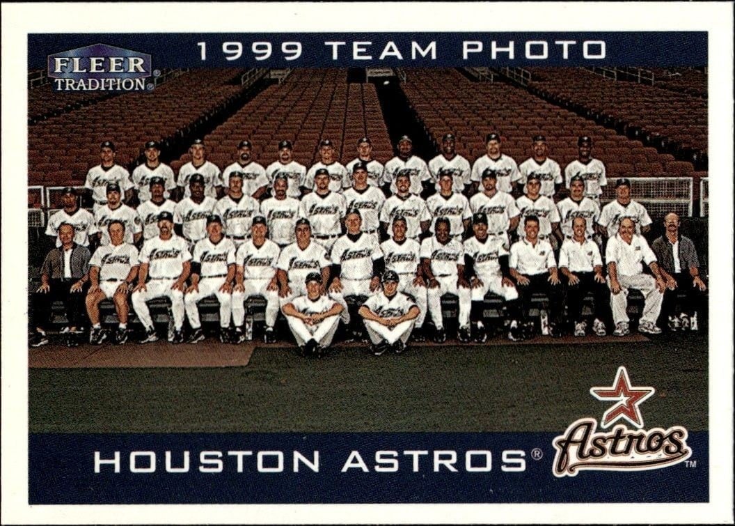 Houston Astros 2000 Fleer Tradition Glossy #162 Baseball Trading Card - Front 2000 Fleer Tradition Glossy Houston Astros #162 baseball trading card front