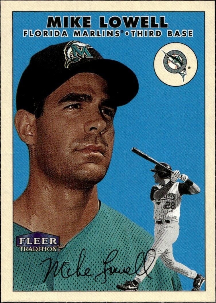 Mike Lowell 2000 Fleer Tradition Glossy #282 Baseball Trading Card - Front 2000 Fleer Tradition Glossy Mike Lowell #282 baseball trading card front