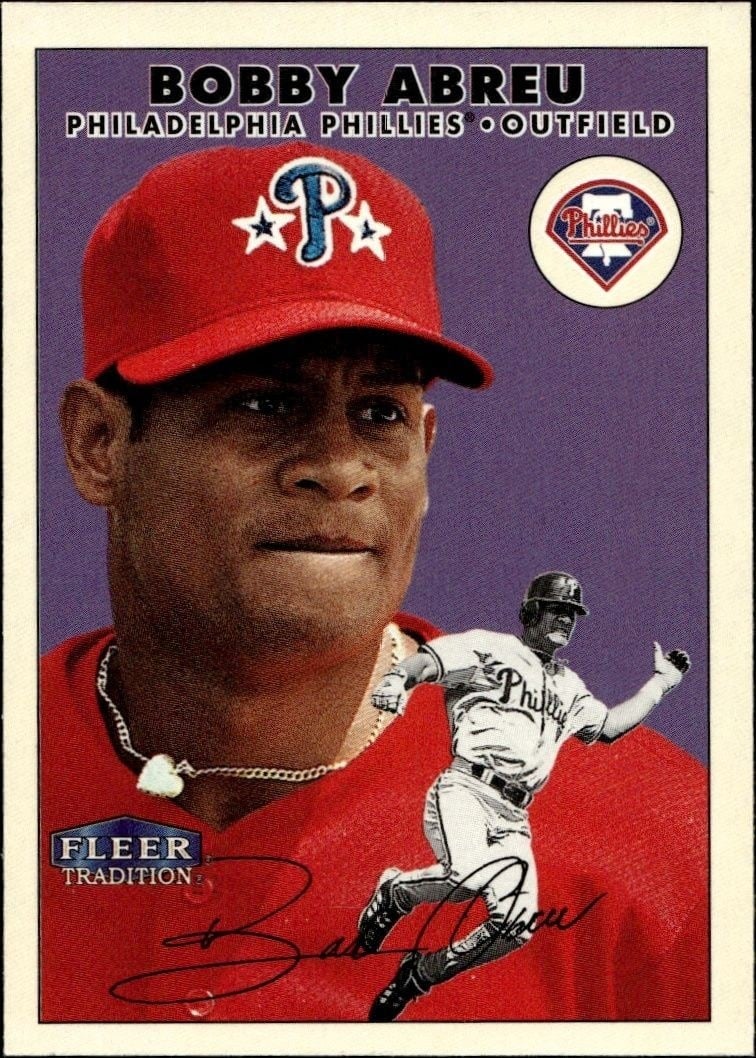 Bobby Abreu 2000 Fleer Tradition Glossy #345 Baseball Trading Card - Front 2000 Fleer Tradition Glossy Bobby Abreu #345 baseball trading card front