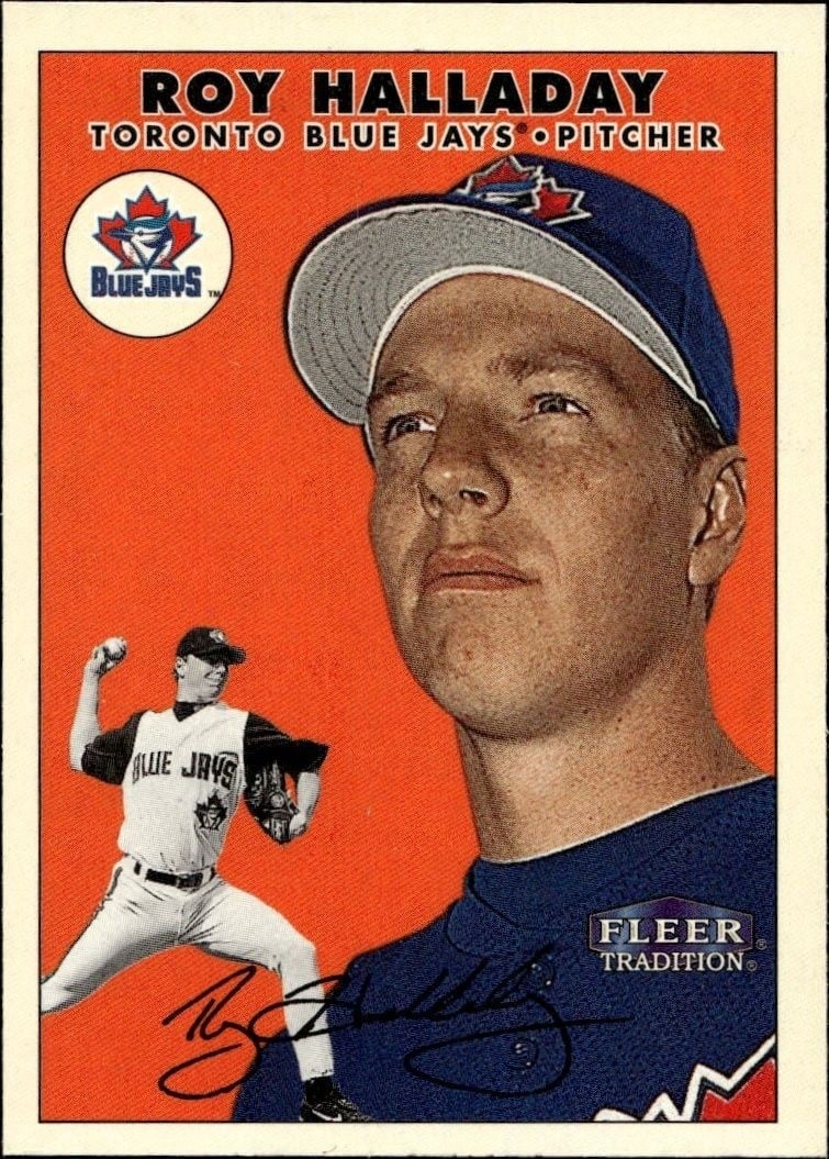 Roy Halladay 2000 Fleer Tradition Glossy #27 Baseball Trading Card - Front 2000 Fleer Tradition Glossy Roy Halladay #27 baseball trading card front