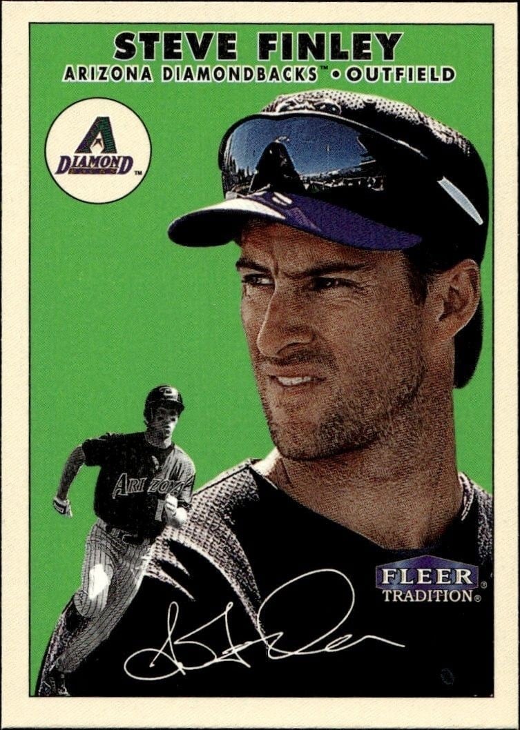 Steve Finley 2000 Fleer Tradition Glossy #109 Baseball Trading Card - Front 2000 Fleer Tradition Glossy Steve Finley #109 baseball trading card front