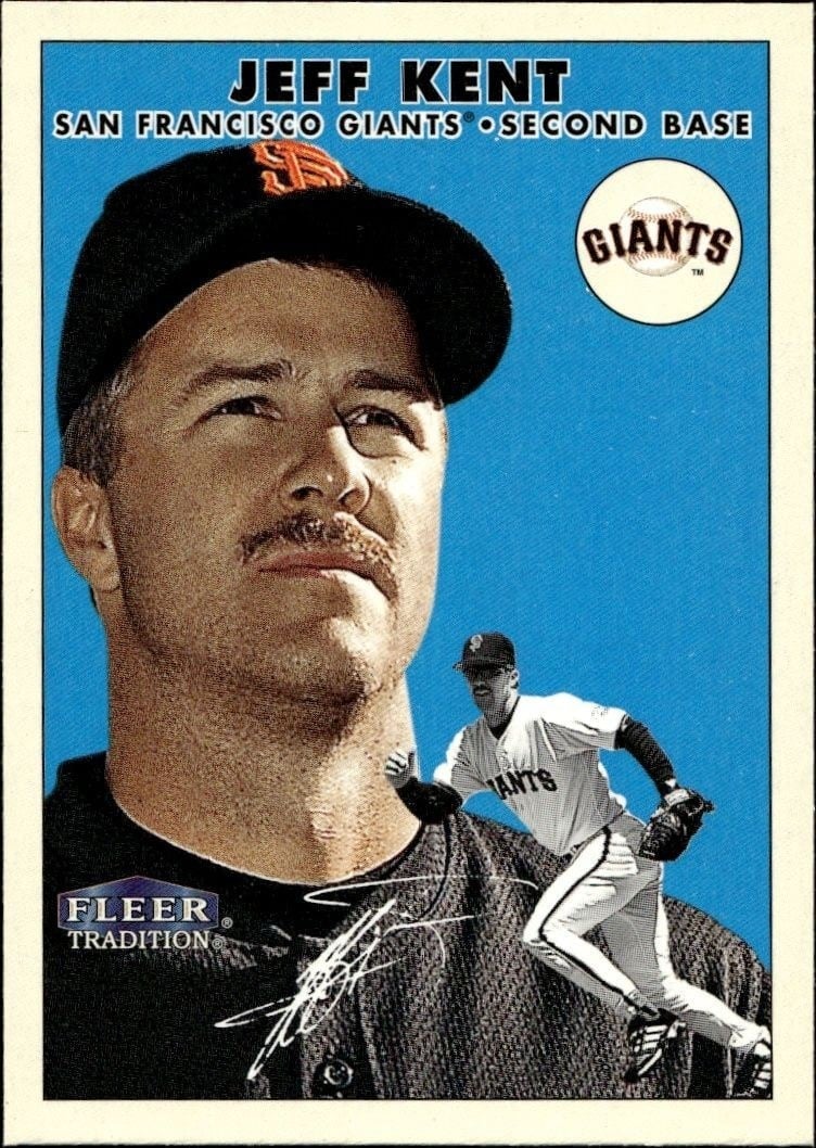 Jeff Kent 2000 Fleer Tradition Glossy #39 Baseball Trading Card - Front 2000 Fleer Tradition Glossy Jeff Kent #39 baseball trading card front
