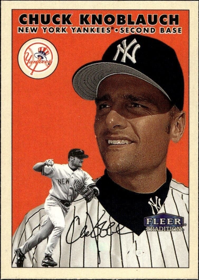 Chuck Knoblauch 2000 Fleer Tradition Glossy #120 Baseball Trading Card - Front 2000 Fleer Tradition Glossy Chuck Knoblauch #120 baseball trading card front