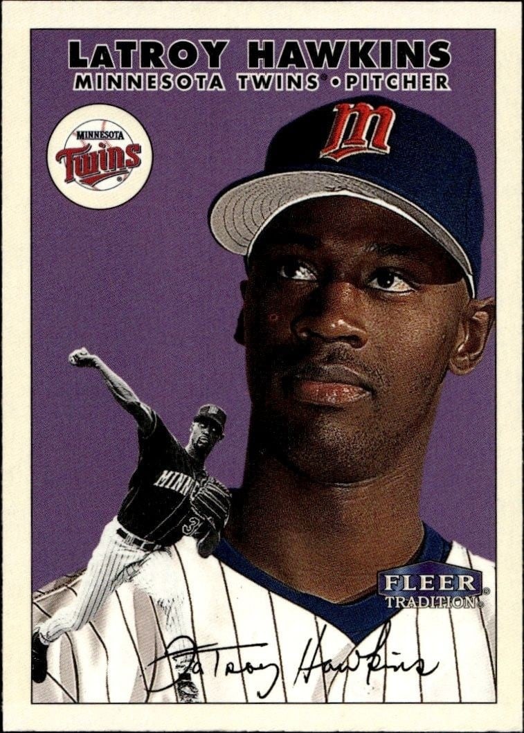 LaTroy Hawkins 2000 Fleer Tradition Glossy #47 Baseball Trading Card - Front 2000 Fleer Tradition Glossy LaTroy Hawkins #47 baseball trading card front