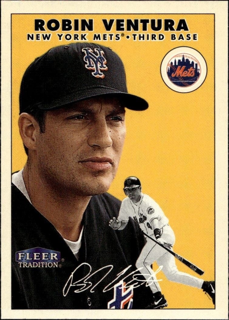 Robin Ventura 2000 Fleer Tradition Glossy #344 Baseball Trading Card - Front 2000 Fleer Tradition Glossy Robin Ventura #344 baseball trading card front