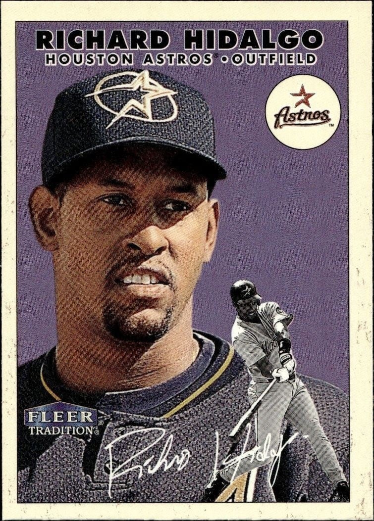 Richard Hidalgo 2000 Fleer Tradition Glossy #377 Baseball Trading Card - Front 2000 Fleer Tradition Glossy Richard Hidalgo #377 baseball trading card front