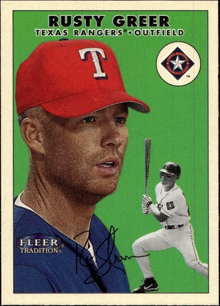 Rusty Greer 2000 Fleer Tradition Glossy #367 Baseball Trading Card - Front 2000 Fleer Tradition Glossy Rusty Greer #367 baseball trading card front