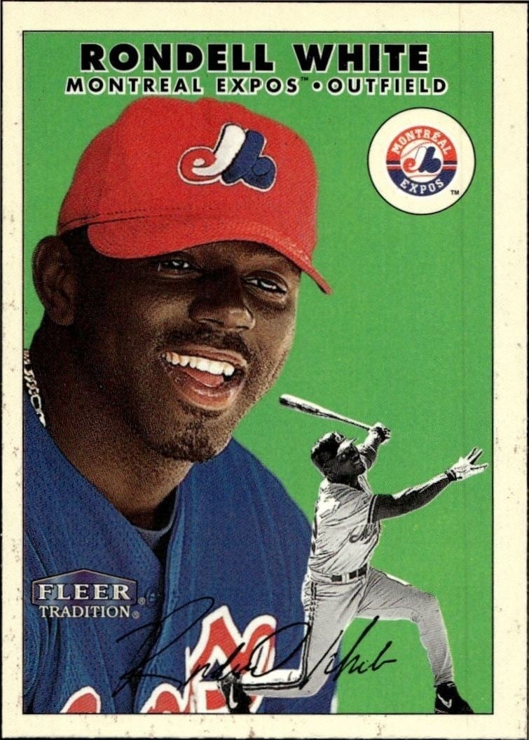 Rondell White 2000 Fleer Tradition Glossy #418 Baseball Trading Card - Front 2000 Fleer Tradition Glossy Rondell White #418 baseball trading card front