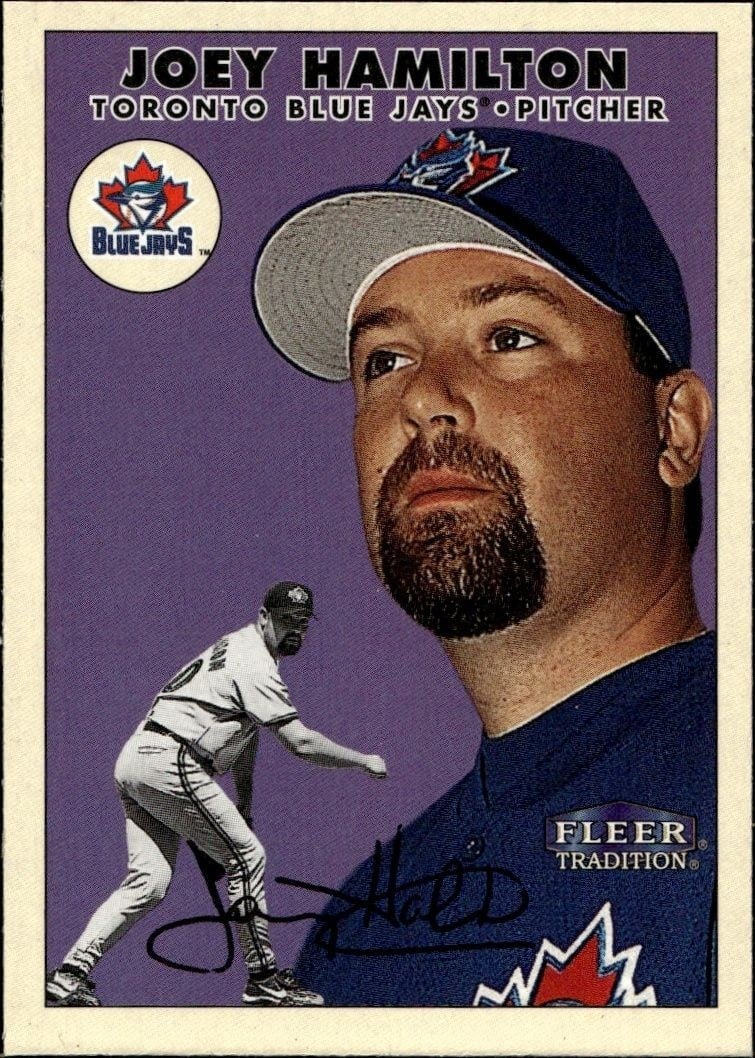 Joey Hamilton 2000 Fleer Tradition Glossy #411 Baseball Trading Card - Front 2000 Fleer Tradition Glossy Joey Hamilton #411 baseball trading card front